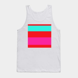 A solid palette of Cherry Red, Persian Rose, Metallic Yellow and Fluorescent Blue stripes. Tank Top